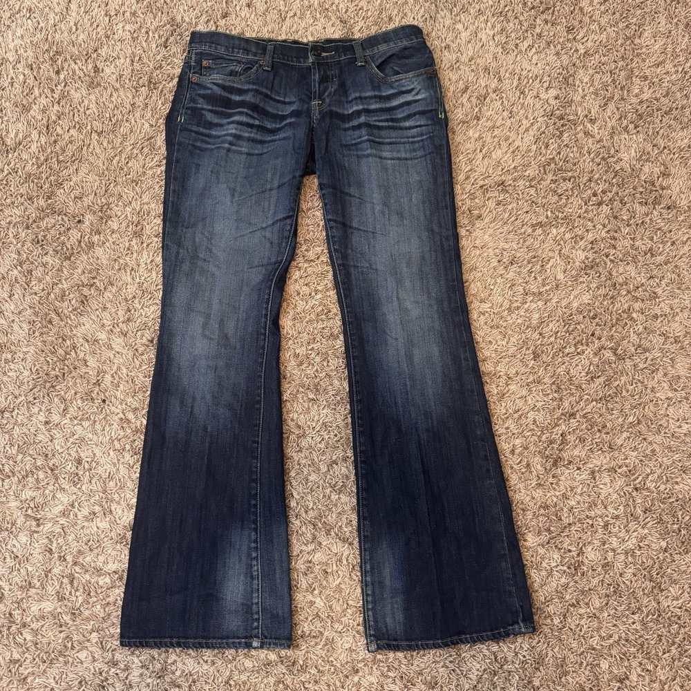 Vintage Lucky Brand‎ Flare Leg Low Rise Womens Jeans Dark Wash Distressed Size 8